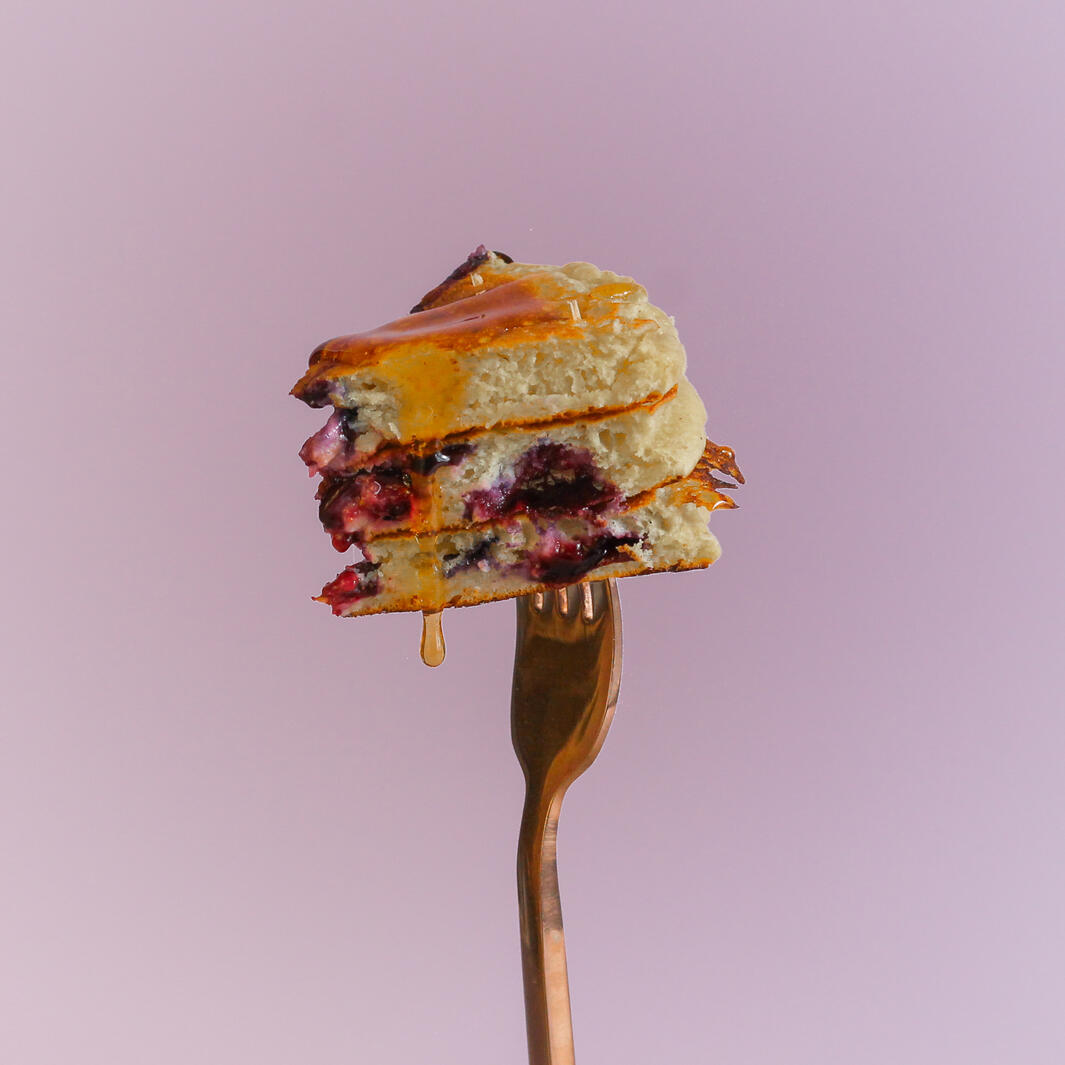 Blueberry Pancakes and Syrup